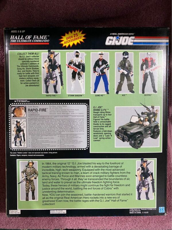 GI JOE Hall Of Fame RAPID FIRE 12" ULTIMATE COMMANDO Toys R Us Ltd Edition 1993 - Image 3