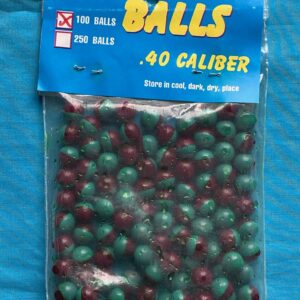 100 pack – .40 cal Paintballs for Blowguns or Slingshots – Green/Purple