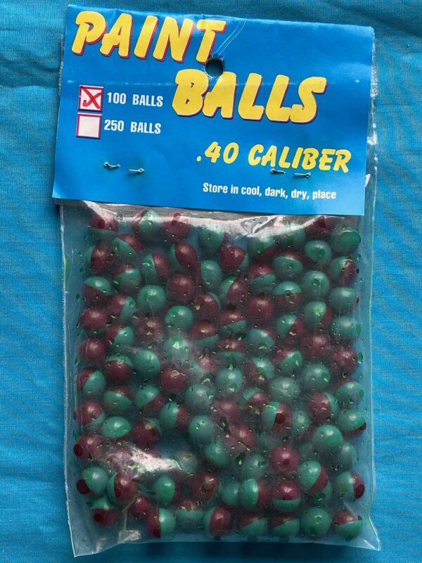 100 pack – .40 cal Paintballs for Blowguns or Slingshots – Green/Purple