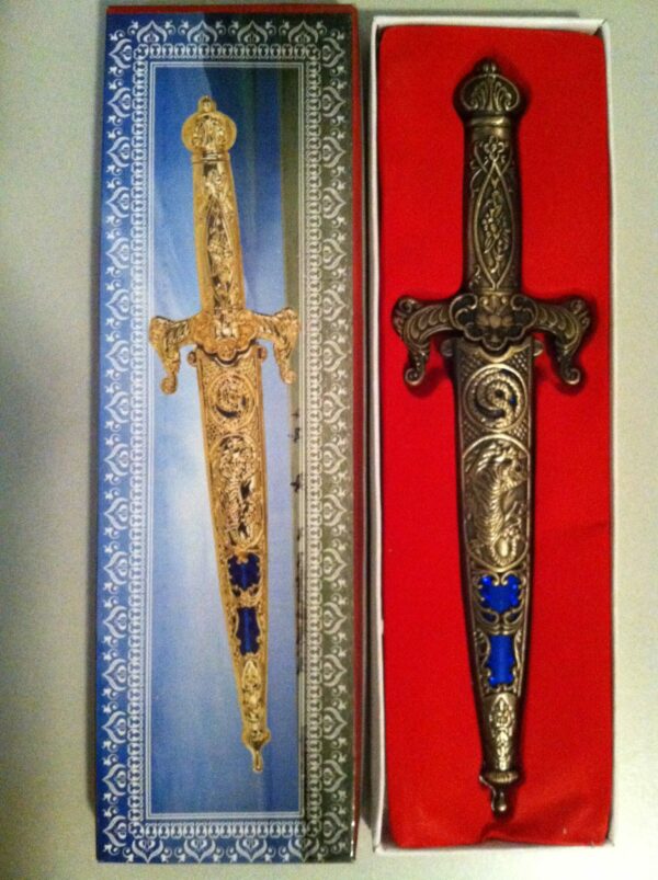 Mongolian Knife with Jeweled Scabbard - Image 2