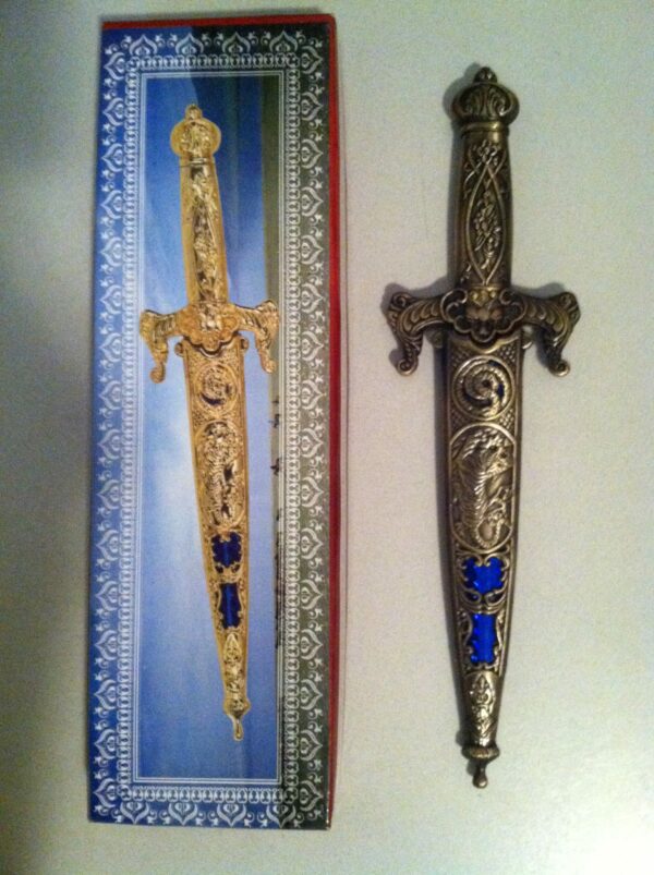 Mongolian Knife with Jeweled Scabbard - Image 4