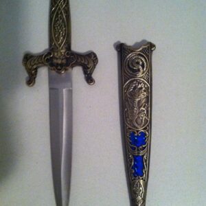 Mongolian Knife with Jeweled Scabbard