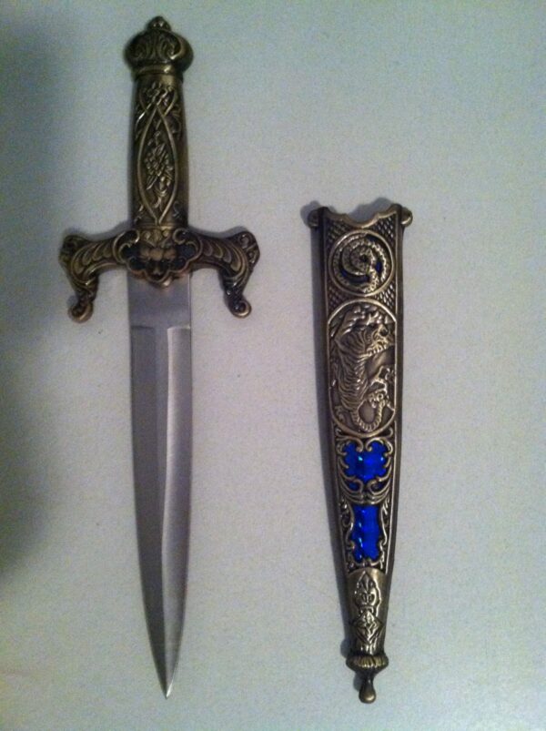 Mongolian Knife with Jeweled Scabbard