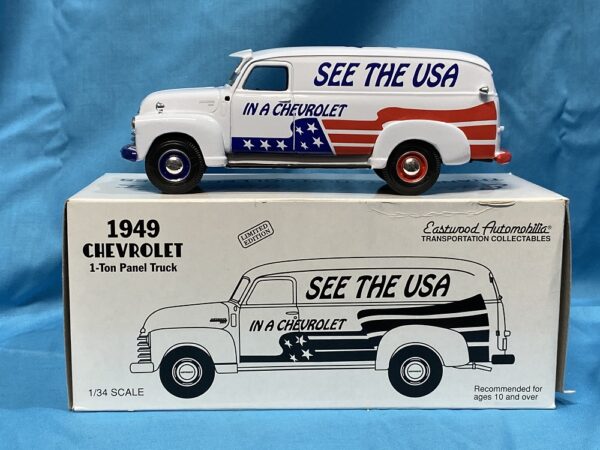 FIRST GEAR 1949 CHEVROLET 1-TON PANEL TRUCK SEE THE USA DIE-CAST 1/34 SCALE 19-1410 - Image 7