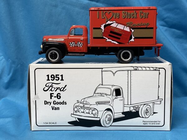 First Gear 1951 Ford F-6 Dry Goods Van “I love Stock Car Racing” 1/34 28-1120 - Image 5