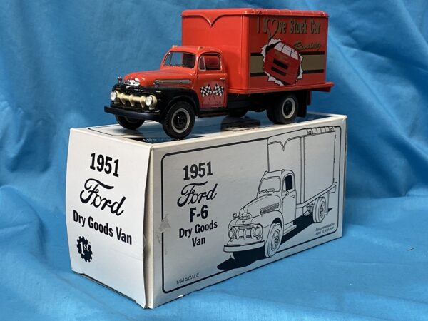 First Gear 1951 Ford F-6 Dry Goods Van “I love Stock Car Racing” 1/34 28-1120