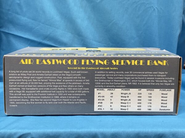 Air Eastwood Flying Bank Vega Model 5C Die Cast 1932 Lockheed - Image 3