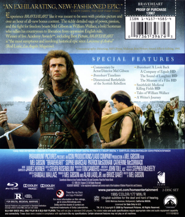 Braveheart (Blu-ray Disc, 2009, 2-Disc Set, Sapphire Edition) - Image 3